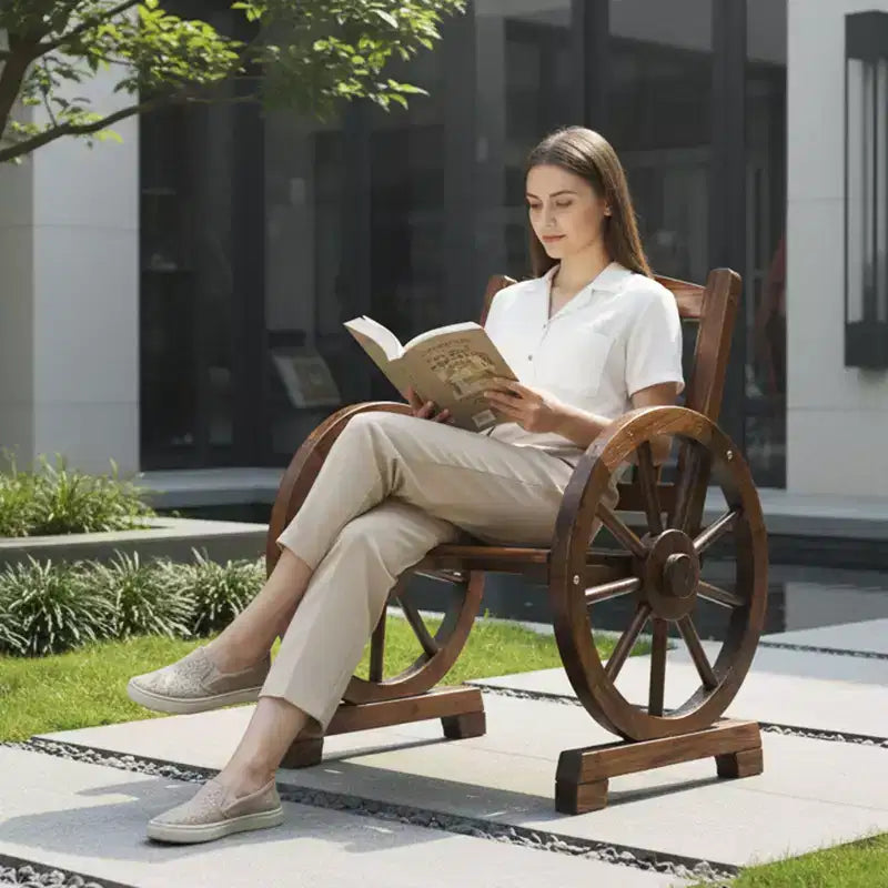 Karl Home | Chaise de salle à manger d'extérieur en bois massif inspirée d'un chariot