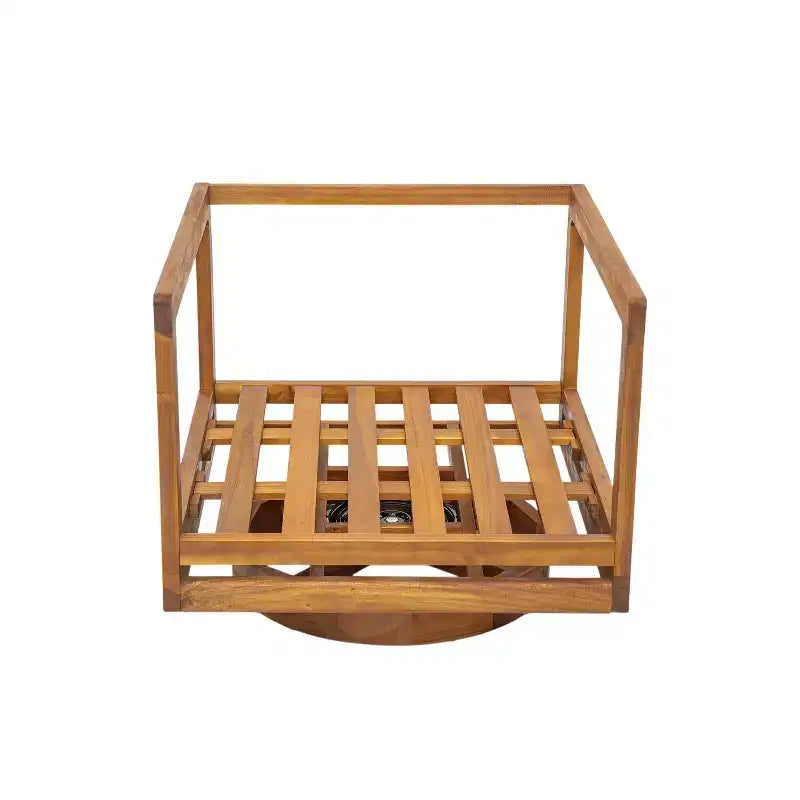 Fauteuil de jardin pivotant à 360° ModernLuxe, structure en bois d'acacia finition teck avec coussin beige, chaise de terrasse résistante aux intempéries