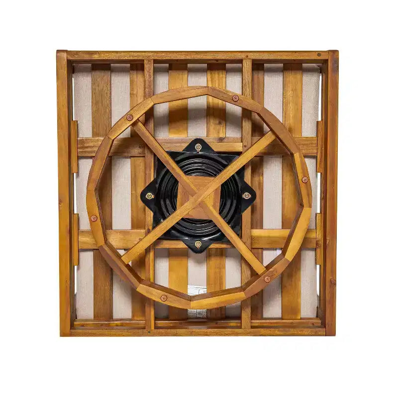 Fauteuil de jardin pivotant à 360° ModernLuxe, structure en bois d'acacia finition teck avec coussin beige, chaise de terrasse résistante aux intempéries