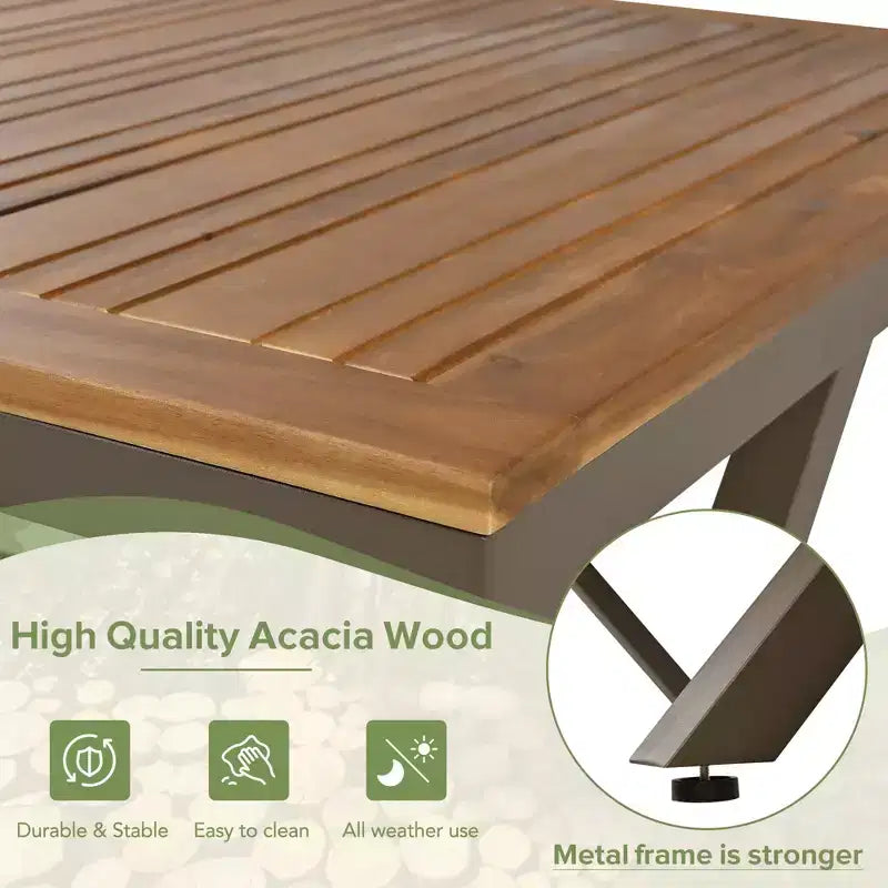 Ensemble de salle à manger d'extérieur 7 pièces Polibi avec plateau de table en bois d'acacia