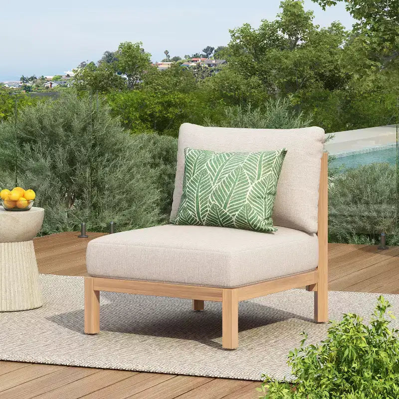 ModernLuxe 1/2-Piece Patio Chair Acacia Wood Outdoor Club Chairs, Rope-Woven Deep Seat with Waterproof Cushion, Light Teak+Beige