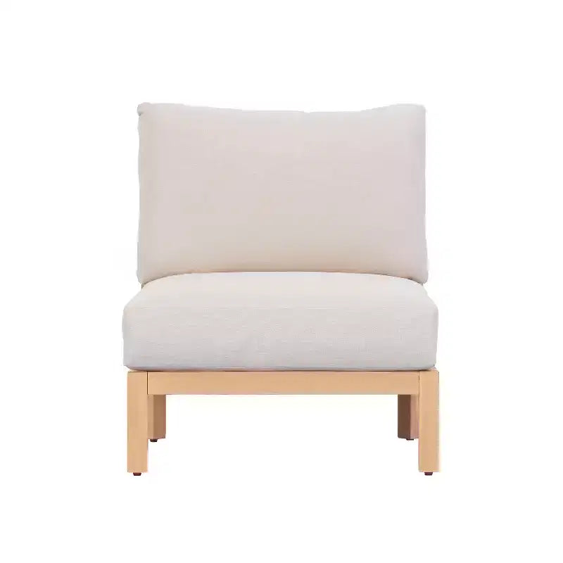 ModernLuxe Chaise de Patio 1 ou 2 Pièces en Bois d'Acacia, Fauteuil Club d'Extérieur Tressé en Corde avec Coussin Imperméable, Teck Clair + Beige