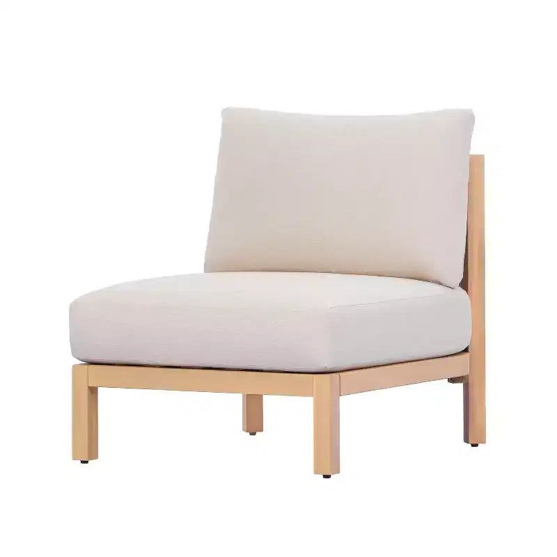 ModernLuxe Chaise de Patio 1 ou 2 Pièces en Bois d'Acacia, Fauteuil Club d'Extérieur Tressé en Corde avec Coussin Imperméable, Teck Clair + Beige