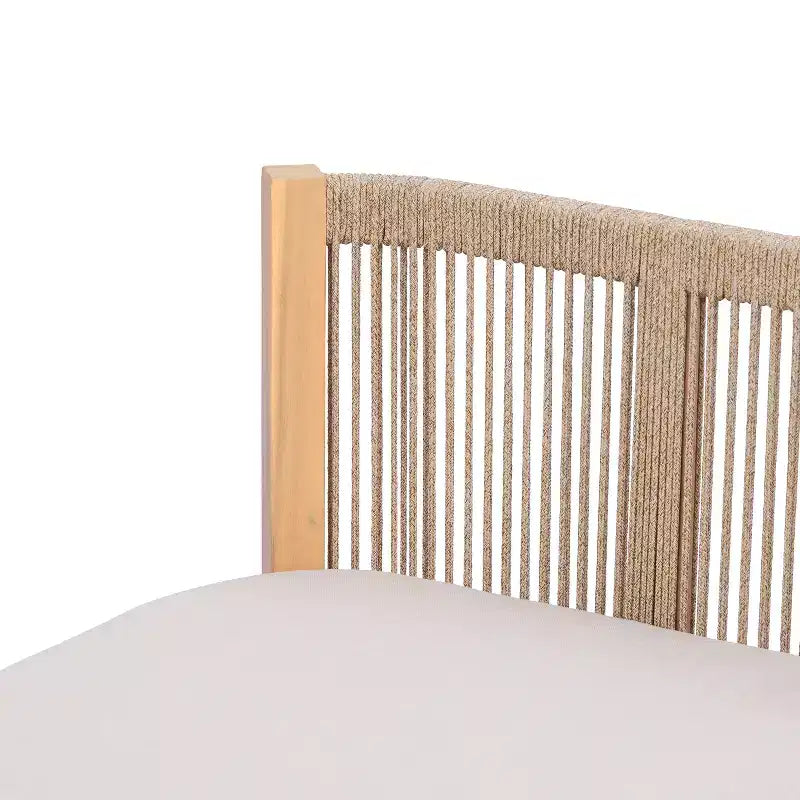 ModernLuxe Chaise de Patio 1 ou 2 Pièces en Bois d'Acacia, Fauteuil Club d'Extérieur Tressé en Corde avec Coussin Imperméable, Teck Clair + Beige