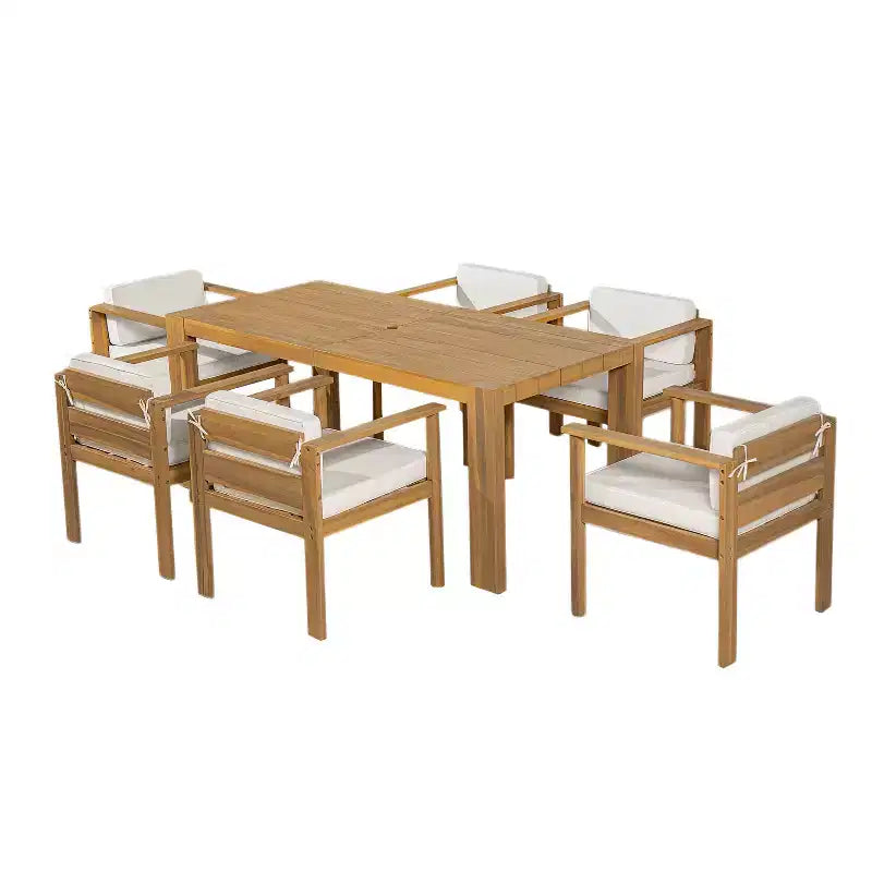 Ensemble de salle à manger d'extérieur 7 pièces Polibi tous temps