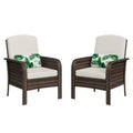 Outdoor Wicker Chairs Set of 2, High Back Rattan Patio Chairs with Comfy Cushion, All-Weather Outside Club Chairs for Balcony Deck Garden