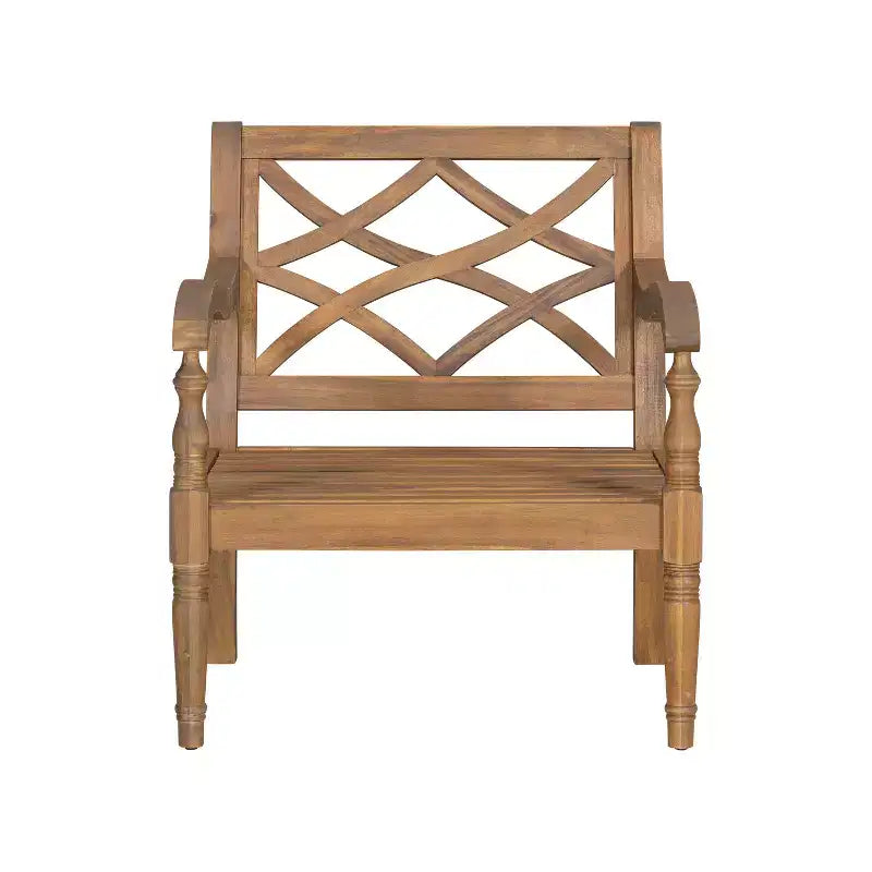 Christopher Knight Home Larry Fauteuil de club d'extérieur en bois d'acacia avec coussins et accoudoirs incurvés