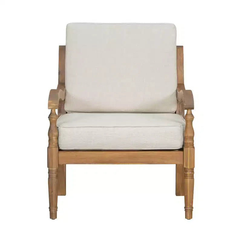 Christopher Knight Home Larry Fauteuil de club d'extérieur en bois d'acacia avec coussins et accoudoirs incurvés
