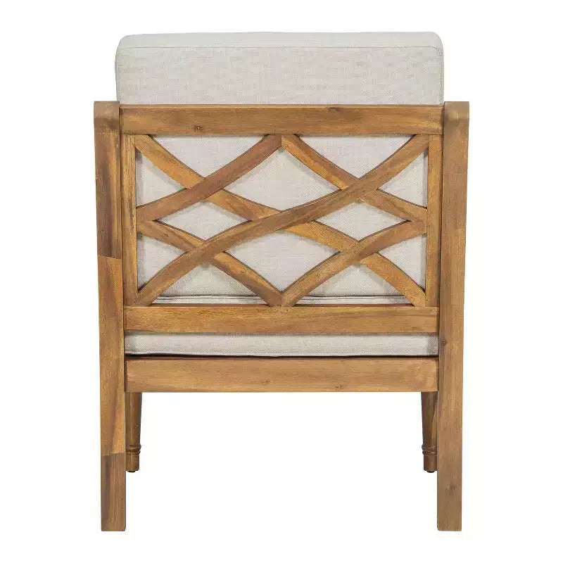 Christopher Knight Home Larry Fauteuil de club d'extérieur en bois d'acacia avec coussins et accoudoirs incurvés