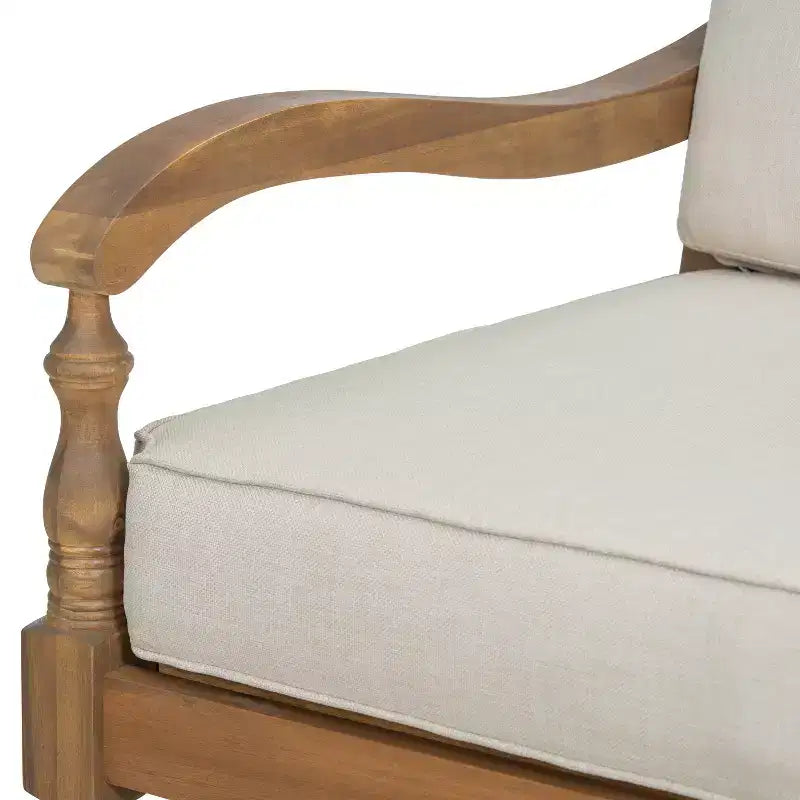 Christopher Knight Home Larry Fauteuil de club d'extérieur en bois d'acacia avec coussins et accoudoirs incurvés