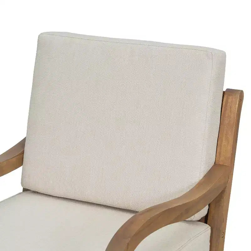Christopher Knight Home Larry Fauteuil de club d'extérieur en bois d'acacia avec coussins et accoudoirs incurvés