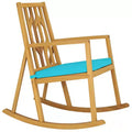 Gymax 1PC Outdoor Rocking Chair Elegant Acacia Wood Rocker with High-Density Foam Cushion Resistant Smooth Balancing Base Ideal Red/Turquoise/White