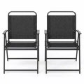 Gymax Set of 2 Folding Patio Accent Chairs with Armrests and Backrest for Camping and Beach Use