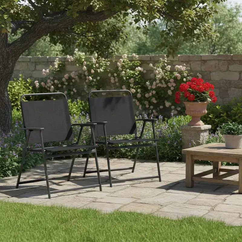 Lot de 2 chaises d'extérieur pliantes Gymax avec accoudoirs et dossier pour le camping et la plage