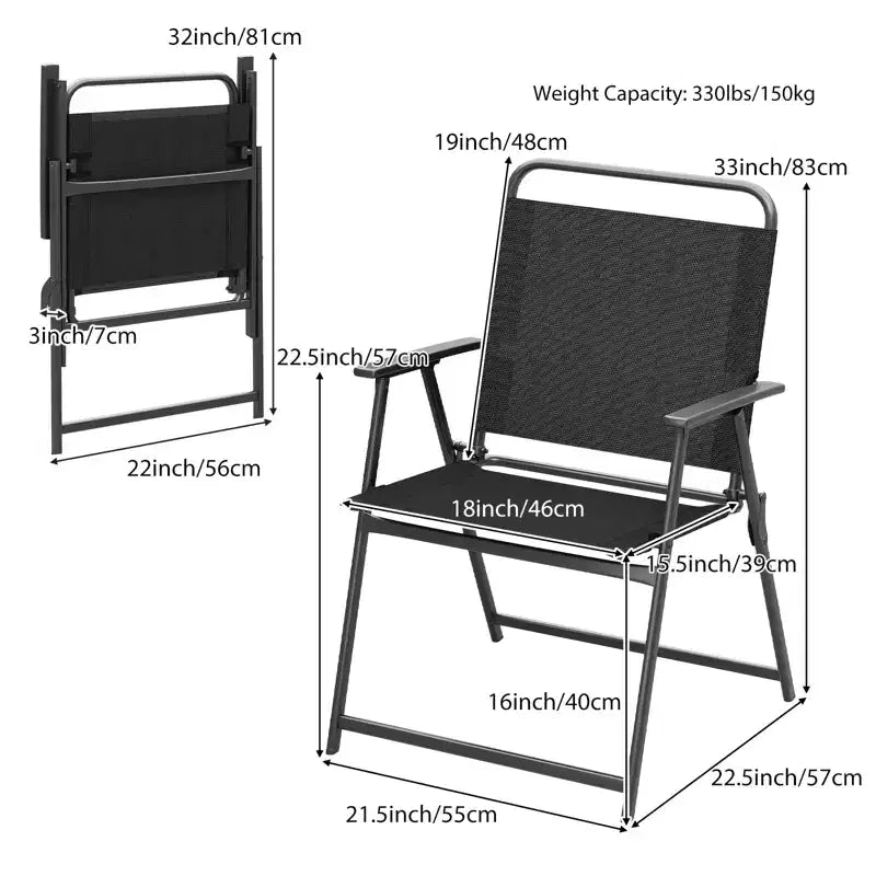 Lot de 2 chaises d'extérieur pliantes Gymax avec accoudoirs et dossier pour le camping et la plage