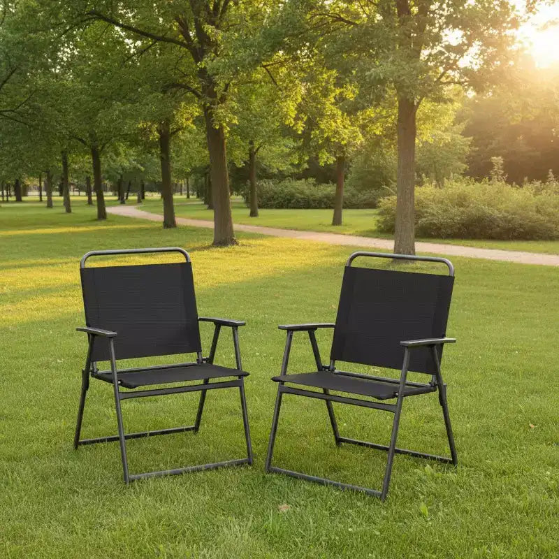 Lot de 2 chaises d'extérieur pliantes Gymax avec accoudoirs et dossier pour le camping et la plage