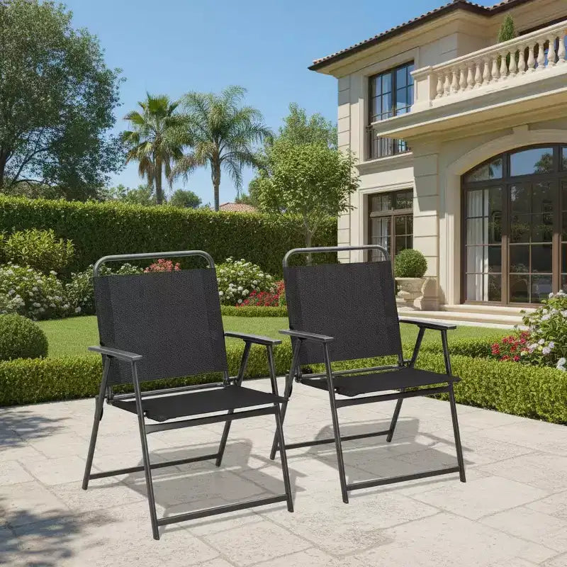 Lot de 2 chaises d'extérieur pliantes Gymax avec accoudoirs et dossier pour le camping et la plage