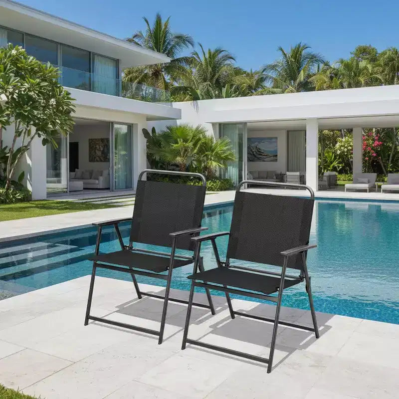 Lot de 2 chaises d'extérieur pliantes Gymax avec accoudoirs et dossier pour le camping et la plage
