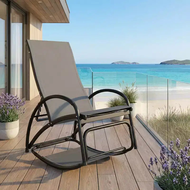 Chaise à bascule d'extérieur convertible Gymax avec dossier réglable sur 4 positions et accoudoirs incurvés ergonomiques