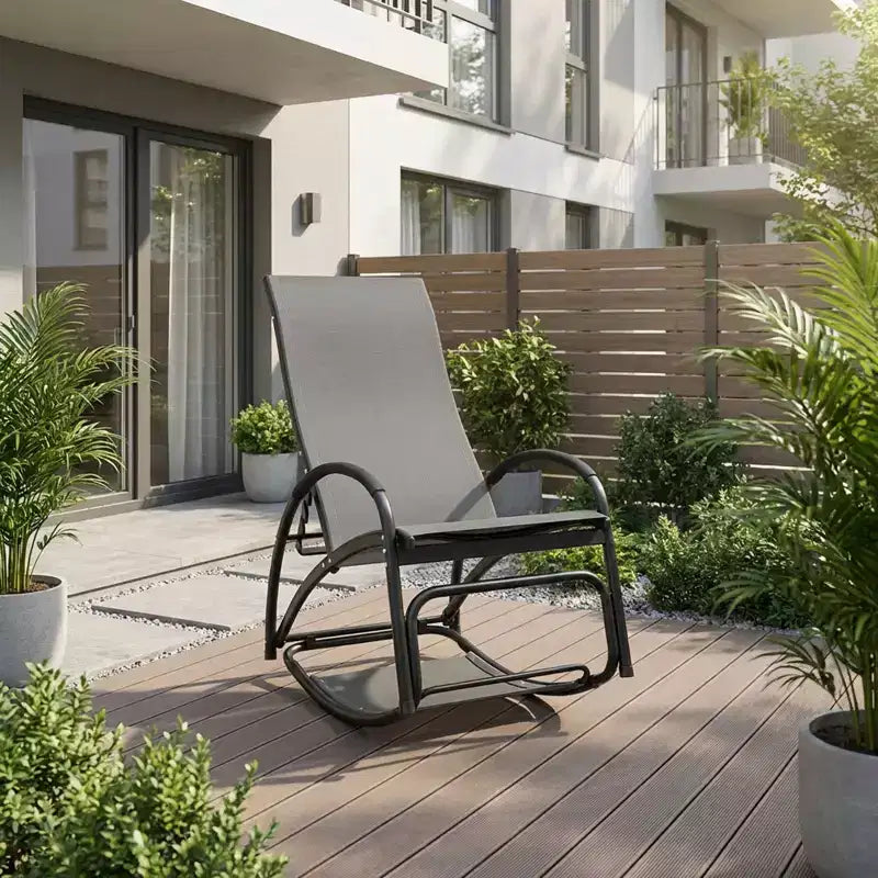 Chaise à bascule d'extérieur convertible Gymax avec dossier réglable sur 4 positions et accoudoirs incurvés ergonomiques