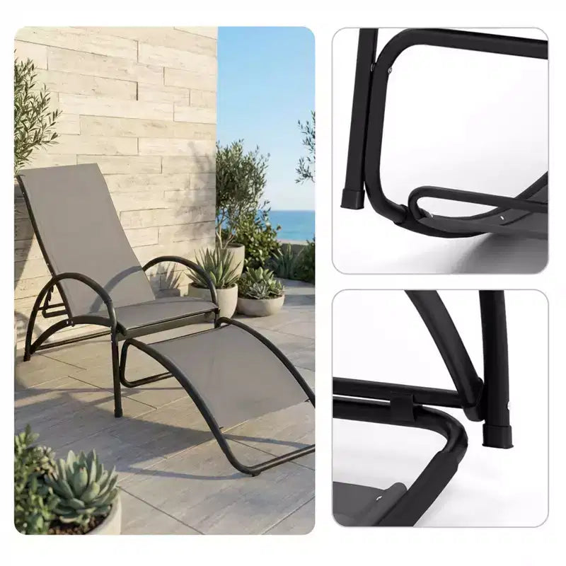 Chaise à bascule d'extérieur convertible Gymax avec dossier réglable sur 4 positions et accoudoirs incurvés ergonomiques