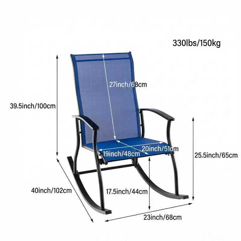 Chaises à bascule d'extérieur Gymax (lot de 2/4) avec dossier ventilé et mouvement de bascule fluide et sûr Bleu marine + Noir/Marron + Noir/Noir