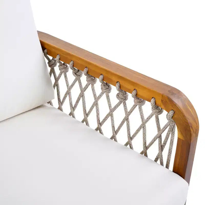 ModernLuxe Fauteuil d'extérieur en corde pour patio, fauteuil de salle à manger, fauteuil lounge individuel avec coussin moelleux et cadre résistant aux intempéries
