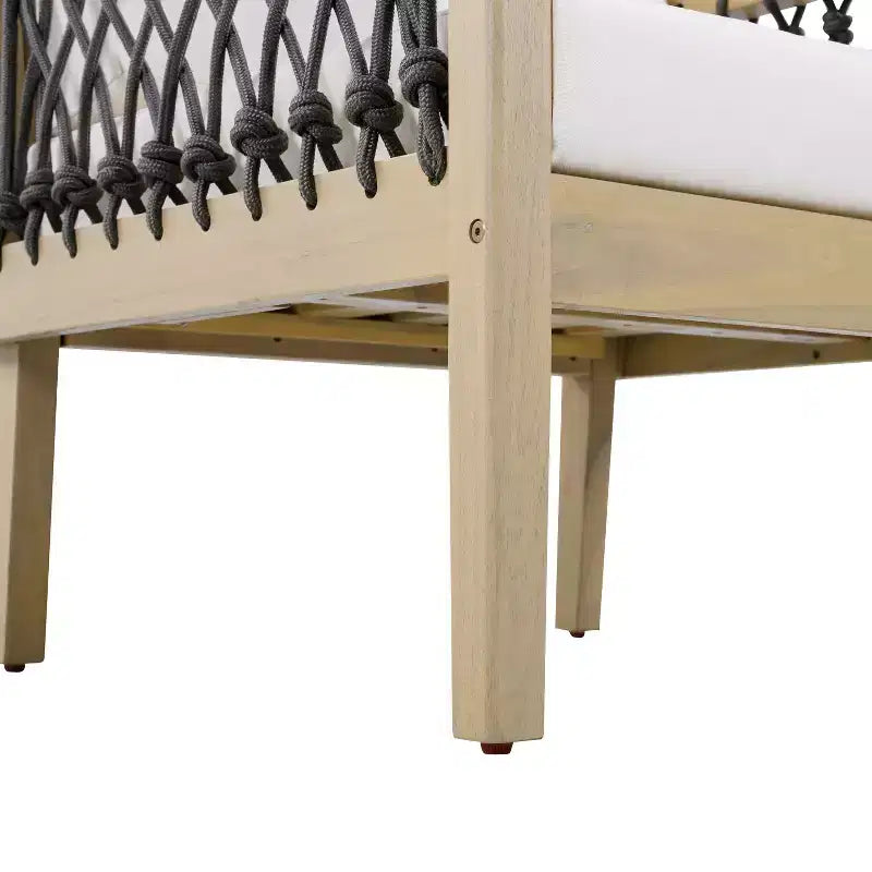 ModernLuxe Fauteuil d'extérieur en corde pour patio, fauteuil de salle à manger, fauteuil lounge individuel avec coussin moelleux et cadre résistant aux intempéries