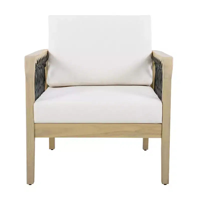 ModernLuxe Fauteuil d'extérieur en corde pour patio, fauteuil de salle à manger, fauteuil lounge individuel avec coussin moelleux et cadre résistant aux intempéries