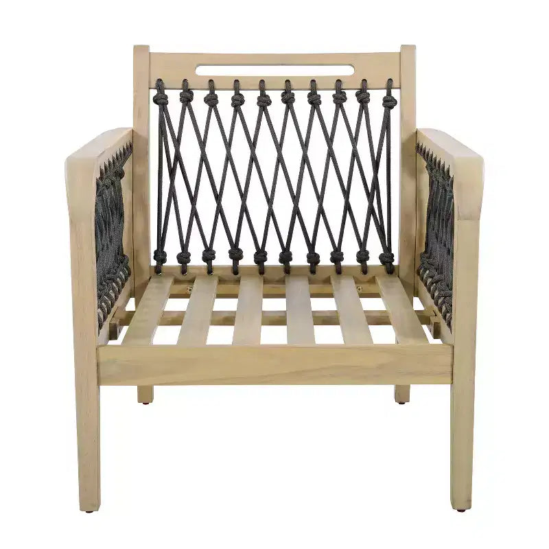 ModernLuxe Fauteuil d'extérieur en corde pour patio, fauteuil de salle à manger, fauteuil lounge individuel avec coussin moelleux et cadre résistant aux intempéries