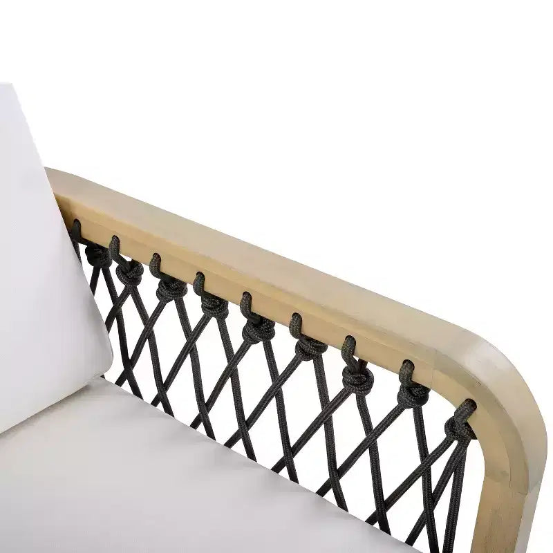 ModernLuxe Fauteuil d'extérieur en corde pour patio, fauteuil de salle à manger, fauteuil lounge individuel avec coussin moelleux et cadre résistant aux intempéries