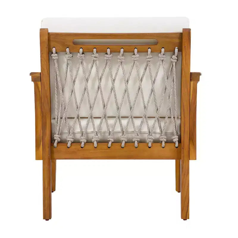 ModernLuxe Fauteuil d'extérieur en corde pour patio, fauteuil de salle à manger, fauteuil lounge individuel avec coussin moelleux et cadre résistant aux intempéries