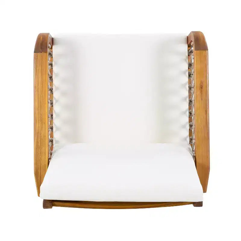 ModernLuxe Fauteuil d'extérieur en corde pour patio, fauteuil de salle à manger, fauteuil lounge individuel avec coussin moelleux et cadre résistant aux intempéries