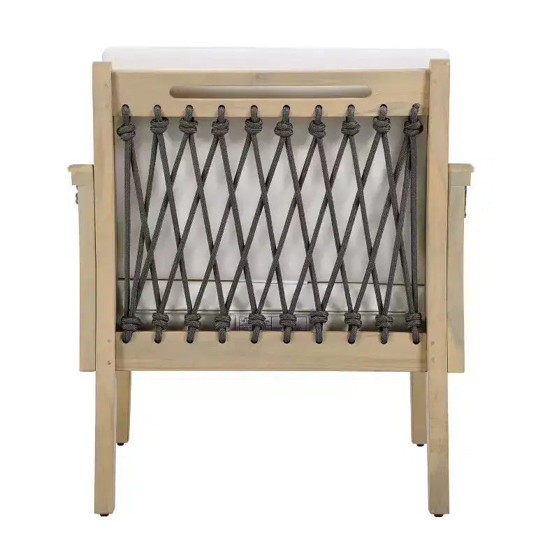 ModernLuxe Fauteuil d'extérieur en corde pour patio, fauteuil de salle à manger, fauteuil lounge individuel avec coussin moelleux et cadre résistant aux intempéries