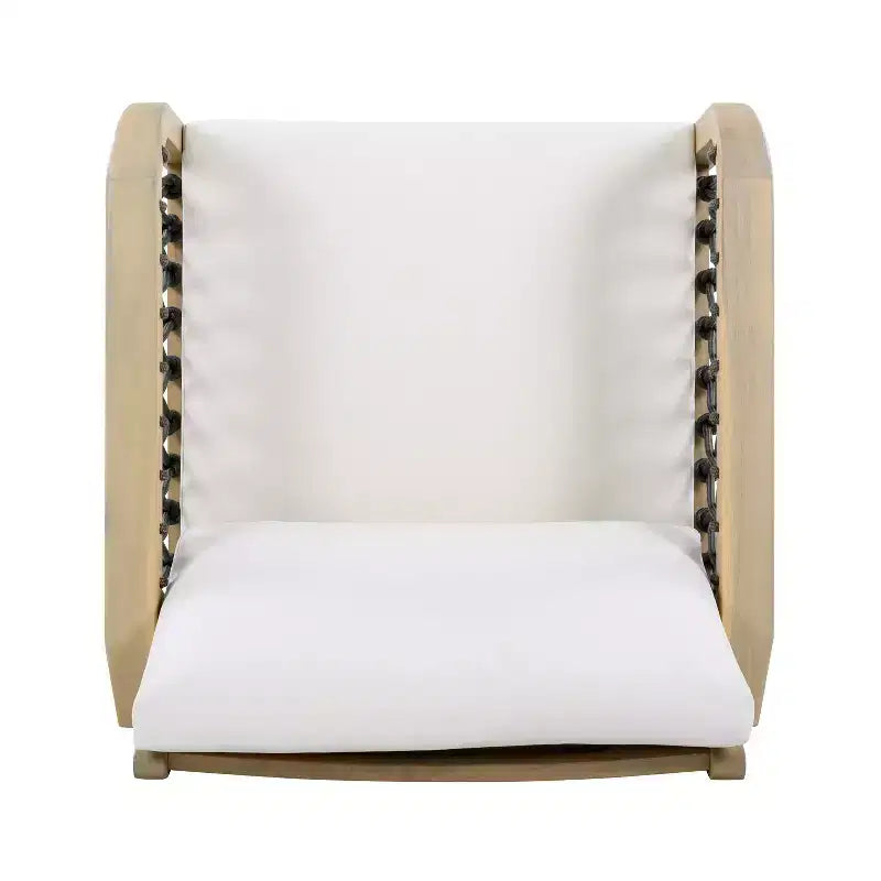 ModernLuxe Fauteuil d'extérieur en corde pour patio, fauteuil de salle à manger, fauteuil lounge individuel avec coussin moelleux et cadre résistant aux intempéries