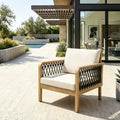 ModernLuxe Patio Accent Chair Rope Outdoor Club Chair Dining Chair Single Lounge Chair Armchair with Soft Cushion & Weather-Resistant Frame
