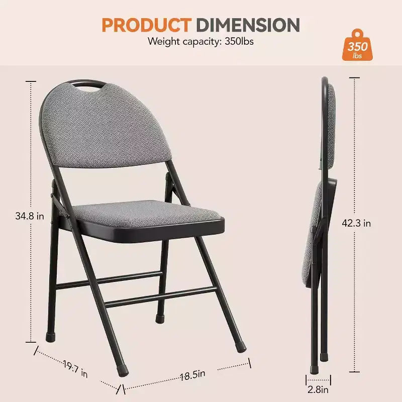 GustoWave – Lot de 4 chaises pliantes pour l'intérieur et l'extérieur, chambre, restaurant, terrasse, noir