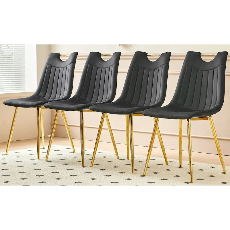 Chaises de salle à manger sans accoudoirs Or+Noir 23,22 avec élégants pieds dorés (Lot de 4)