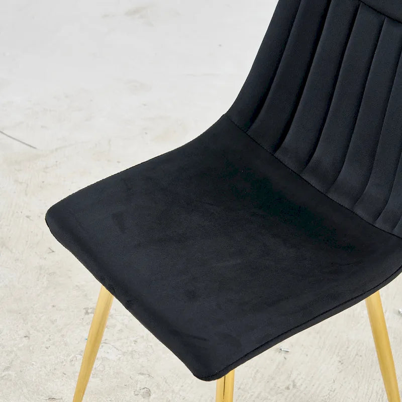 Chaises de salle à manger sans accoudoirs Or+Noir 23,22 avec élégants pieds dorés (Lot de 4)