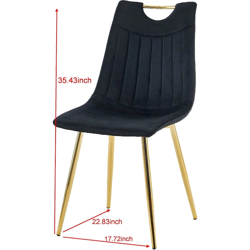 Chaises de salle à manger sans accoudoirs Or+Noir 23,22 avec élégants pieds dorés (Lot de 4)