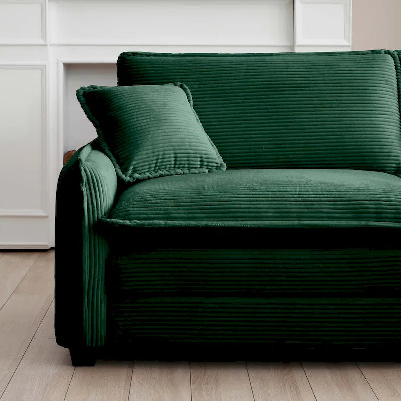 Canapé modulaire sectionnel en velours côtelé surdimensionné vert 6 pièces en forme de U avec 2 poufs amovibles et combinaison libre