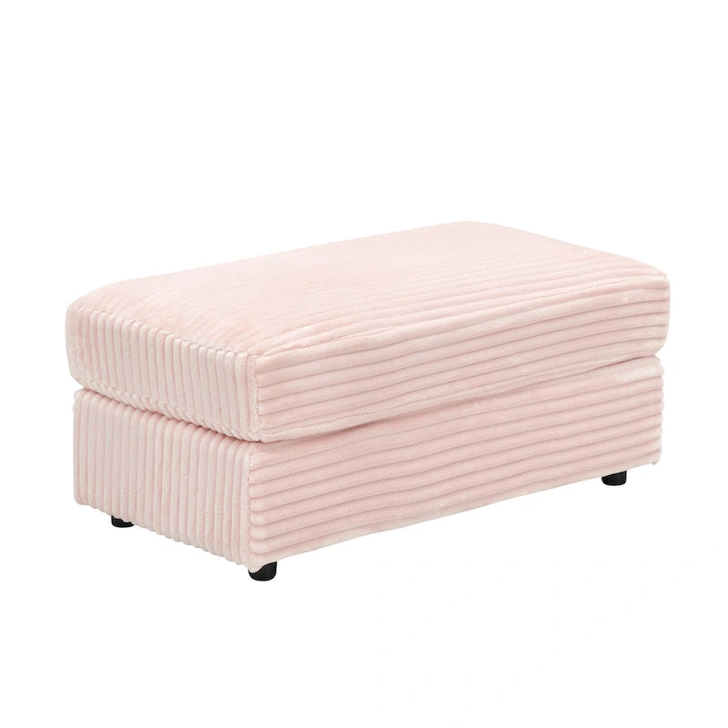 Fauteuil simple en velours côtelé rose 39.37 avec ottoman et porte-gobelet
