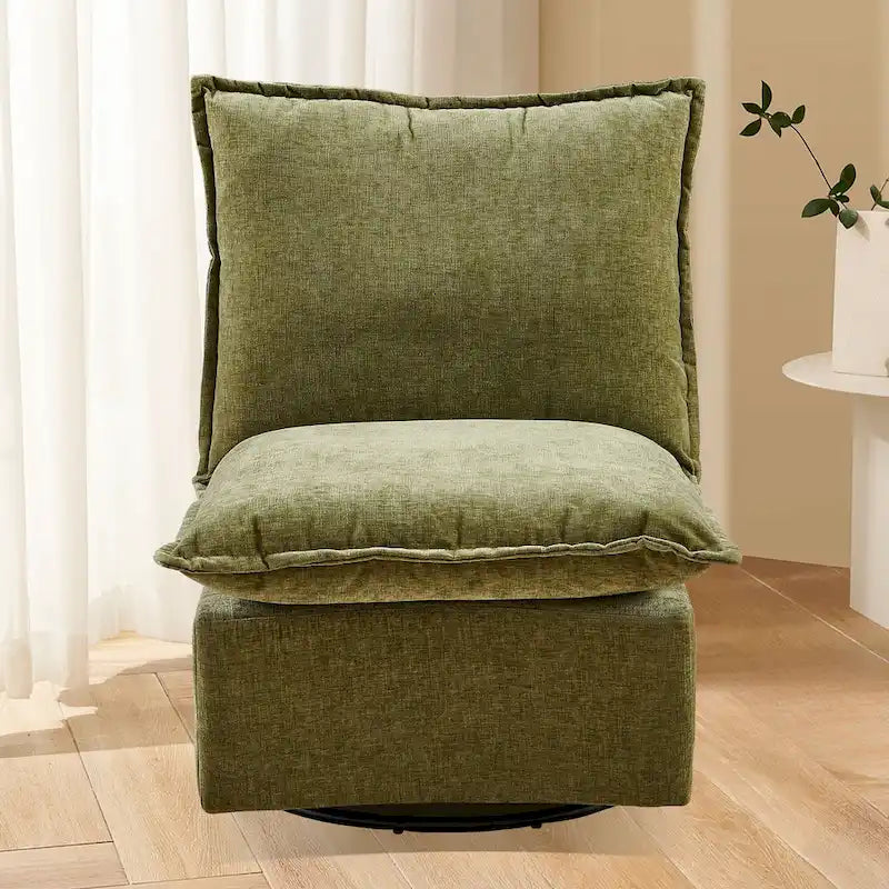 Fauteuil à bascule pivotant en chenille vert 28.74