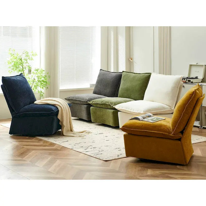Fauteuil à bascule pivotant en chenille vert 28.74