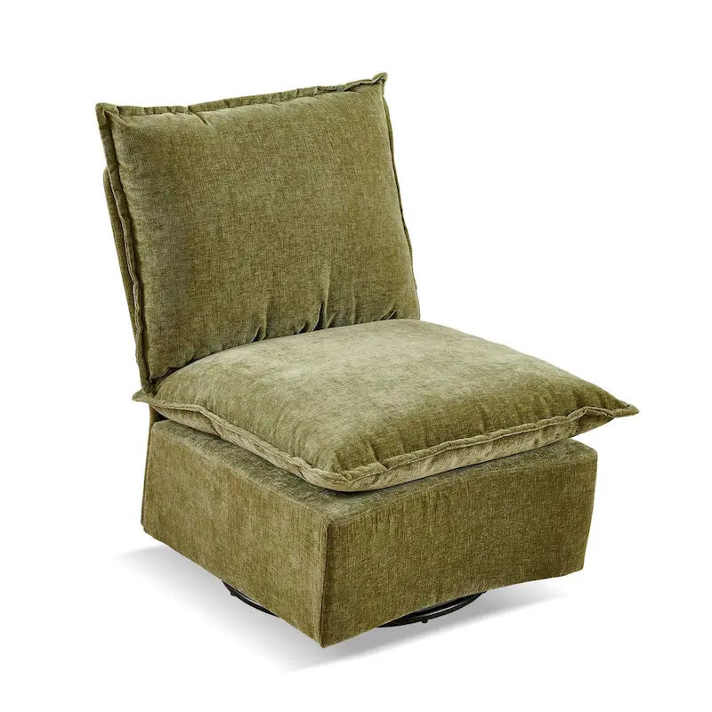 Fauteuil à bascule pivotant en chenille vert 28.74