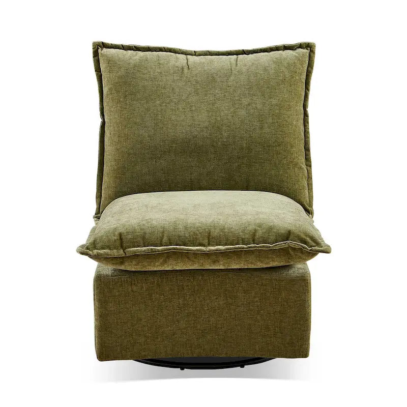 Fauteuil à bascule pivotant en chenille vert 28.74