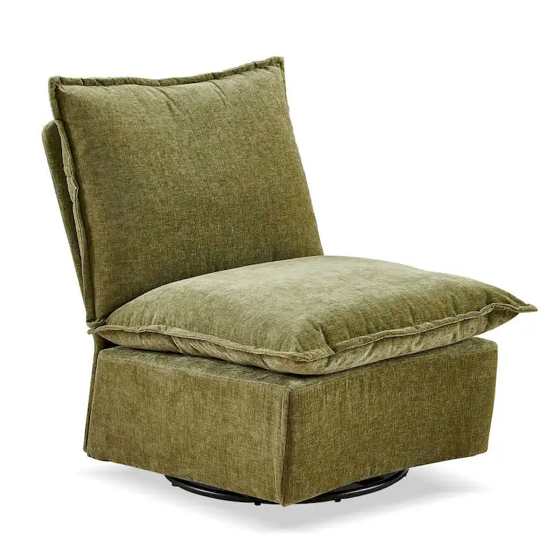Fauteuil à bascule pivotant en chenille vert 28.74