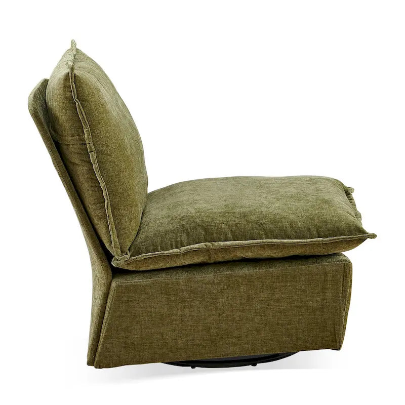 Fauteuil à bascule pivotant en chenille vert 28.74