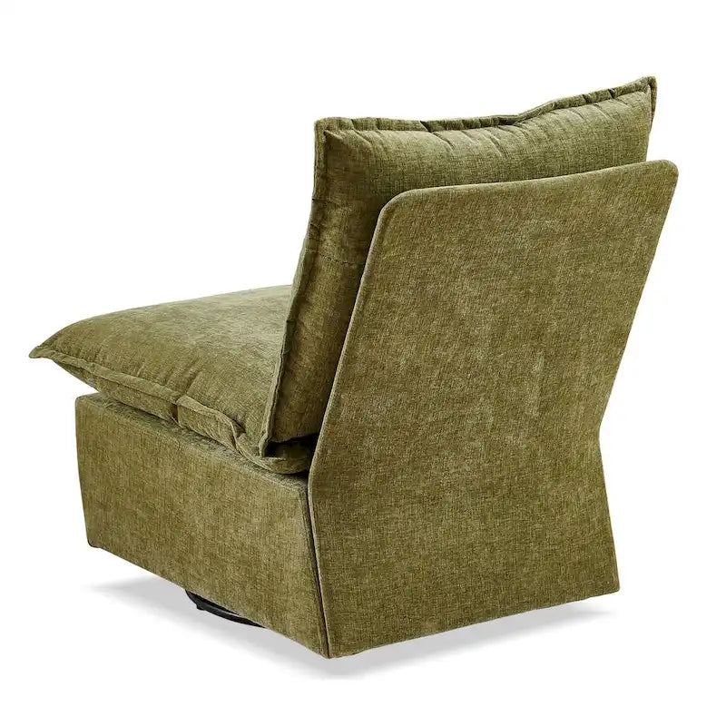 Fauteuil à bascule pivotant en chenille vert 28.74