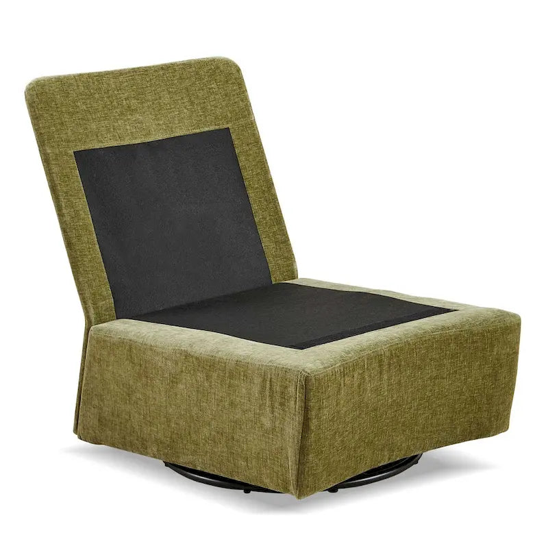 Fauteuil à bascule pivotant en chenille vert 28.74